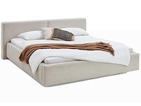 Tweepersoonsbed kubrik 180 x 200 cm ribfluweel - beige - afbeelding 6 van  7