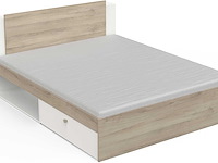Tweepersoonsbed liva - 160x200cm - met opbergruimte - wit/eikdecor - afbeelding 2 van  7