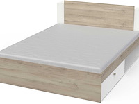 Tweepersoonsbed liva - 160x200cm - met opbergruimte - wit/eikdecor - afbeelding 3 van  7