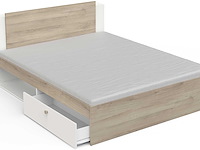 Tweepersoonsbed liva - 160x200cm - met opbergruimte - wit/eikdecor - afbeelding 5 van  7