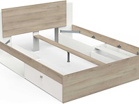 Tweepersoonsbed liva - 160x200cm - met opbergruimte - wit/eikdecor - afbeelding 6 van  7