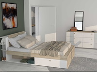 Tweepersoonsbed liva - 160x200cm - met opbergruimte - wit/eikdecor - afbeelding 7 van  7