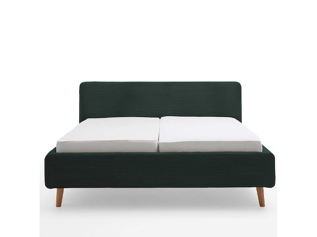 Tweepersoonsbed madras 160x200cm ribfluweel - donkergroen - afbeelding 2 van  3