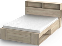 Tweepersoonsbed maksim - 140x190/200cm - met opbergruimte - eikdecor - afbeelding 2 van  7