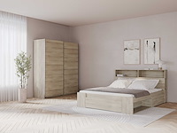Tweepersoonsbed maksim - 140x190/200cm - met opbergruimte - eikdecor - afbeelding 7 van  7