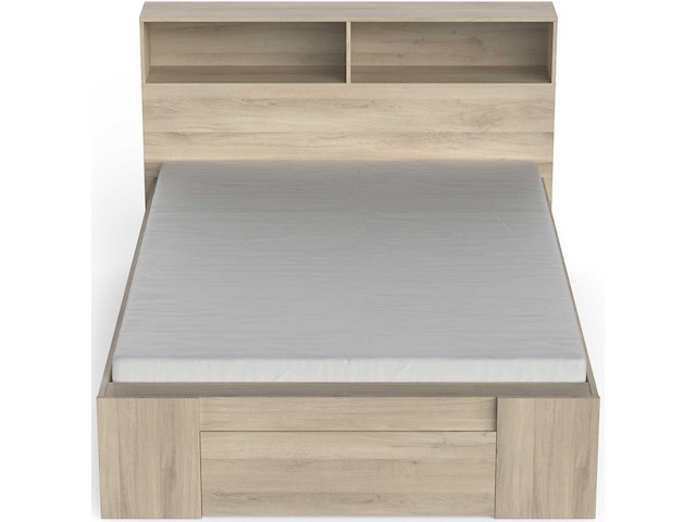 Tweepersoonsbed maksim - 140x190/200cm - met opbergruimte - eikdecor - afbeelding 1 van  7