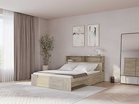 Tweepersoonsbed maksim - 140x190/200cm - met opbergruimte - eikdecor - afbeelding 6 van  7