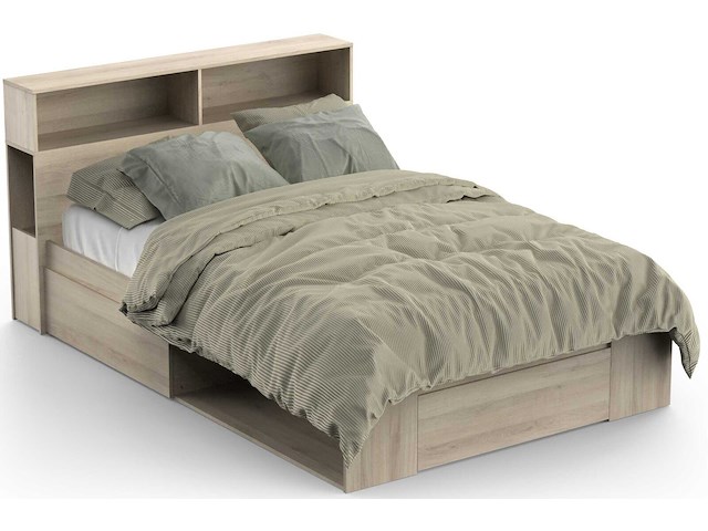 Tweepersoonsbed maksim - 140x190/200cm - met opbergruimte - eikdecor - afbeelding 3 van  7