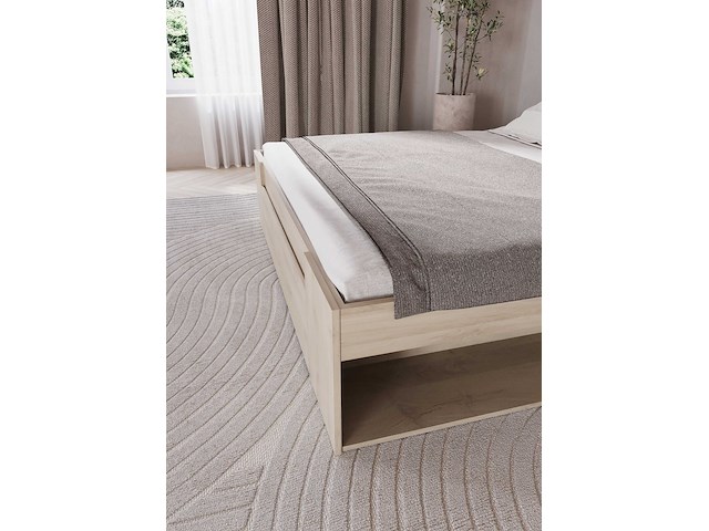 Tweepersoonsbed maksim - 140x190/200cm - met opbergruimte - eikdecor - afbeelding 5 van  7