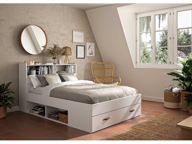 Tweepersoonsbed sabri 140x190cm, 3 lades - wit - afbeelding 2 van  7