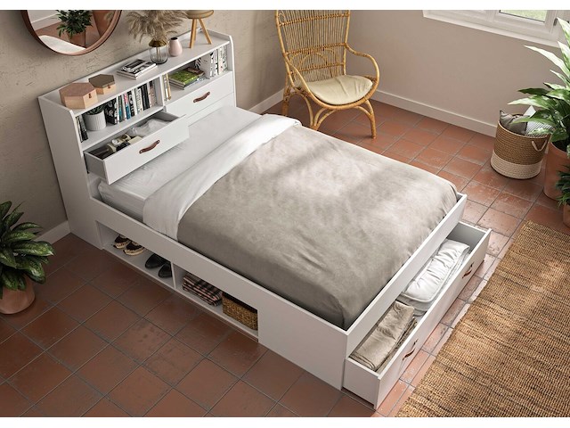 Tweepersoonsbed sabri 140x190cm, 3 lades - wit - afbeelding 3 van  7