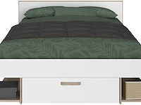 Tweepersoonsbed sueno 140x200cm met opbergruimte - wit/eikdecor - afbeelding 2 van  7