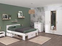 Tweepersoonsbed sueno 140x200cm met opbergruimte - wit/eikdecor - afbeelding 4 van  7