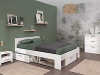 Tweepersoonsbed sueno 140x200cm met opbergruimte - wit/eikdecor - afbeelding 5 van  7