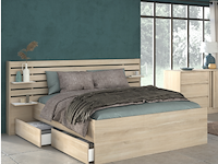 Tweepersoonsbed tokio 160x200cm-eikdecor/wit - afbeelding 1 van  7