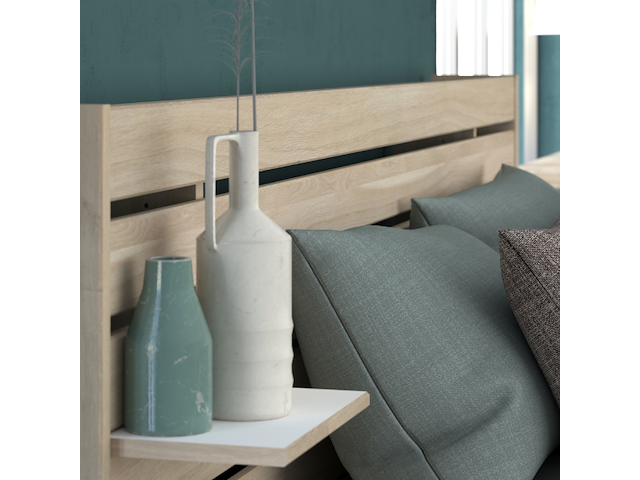 Tweepersoonsbed tokio 160x200cm-eikdecor/wit - afbeelding 7 van  7
