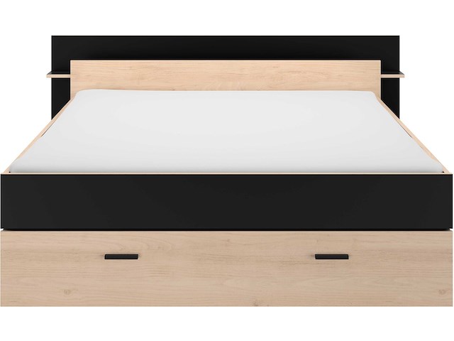 Tweepersoonsbed tonight - 180x200cm - met opberglades - eikdecor/zwart - afbeelding 2 van  5