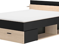 Tweepersoonsbed tonight - 180x200cm - met opberglades - eikdecor/zwart - afbeelding 5 van  5
