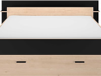 Tweepersoonsbed tonight - 180x200cm - met opberglades - eikdecor/zwart - afbeelding 2 van  5