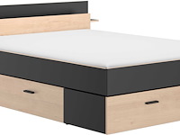 Tweepersoonsbed tonight - 180x200cm - met opberglades - eikdecor/zwart - afbeelding 3 van  5