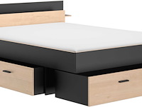 Tweepersoonsbed tonight - 180x200cm - met opberglades - eikdecor/zwart - afbeelding 4 van  5