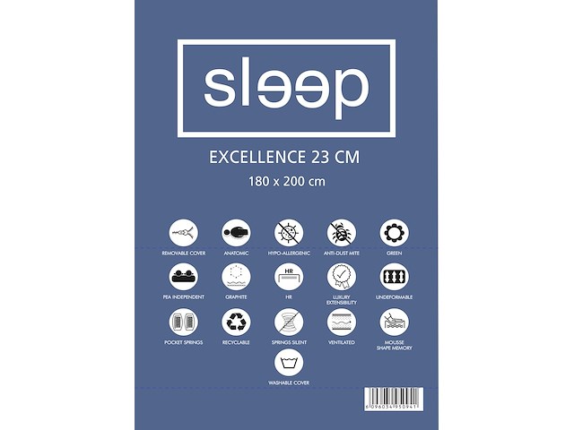 Tweepersoonsmatras excellence 180x200x23cm - pocketveren - afbeelding 3 van  4