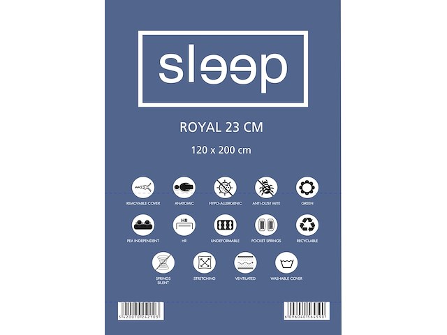 Tweepersoonsmatras royal 120x200x23cm - pocketveren - afbeelding 4 van  4
