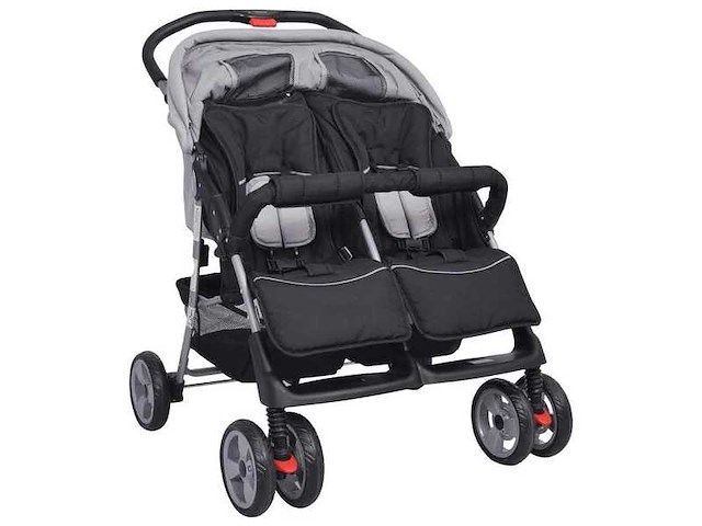 Tweezitter kinderwagen staalgrijs en zwart - afbeelding 4 van  7
