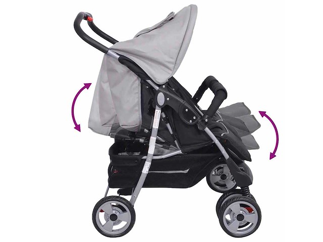 Tweezitter kinderwagen staalgrijs en zwart - afbeelding 6 van  7