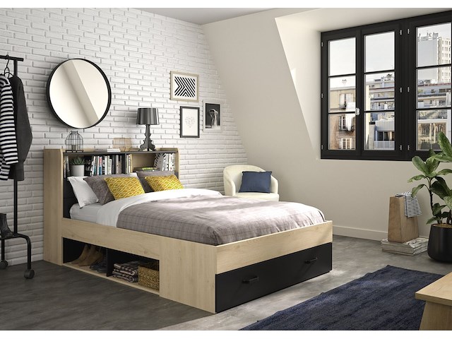 Twijfelaar met opbergladen sabia | 140 x 190 | châtaignier-design - afbeelding 1 van  5