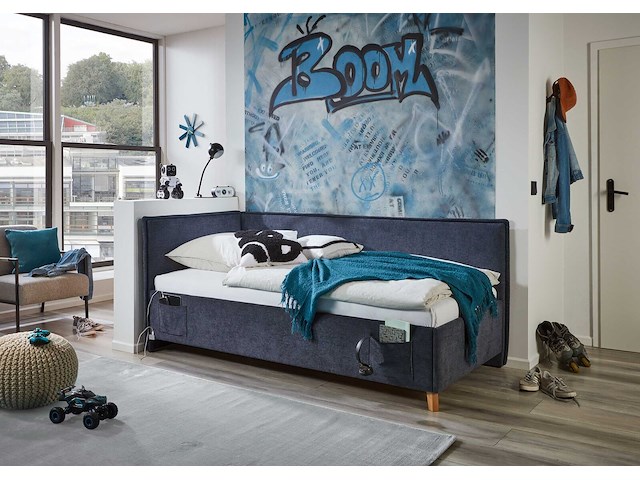 Twijfelaar ollie | met rugleuning | 140 x 200 cm | donkerblauw design - afbeelding 1 van  7