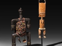 Two african tribal fertility figures, a namchi (cameroon) and an akuba (fanti, ghana) 27 cm. (10.63 in.)