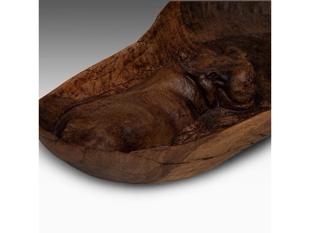 Two carved wooden african souvenirs with savanna wildlife sculpture: 59 cm. (23.23 in.), the platter: 62 cm. (24.41 in.) - afbeelding 3 van  18