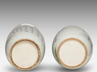Two chinese famille rose vases, both decorated with a scene of playful boys and signed at the back, paired with lion head handles, republic period, h 58cm - afbeelding 6 van  6