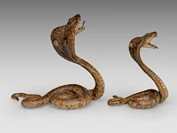 Two cold-painted vienna bronze cobras by franz xavier bergmann (1861-1936), h 10-12,5 cm - afbeelding 6 van  10