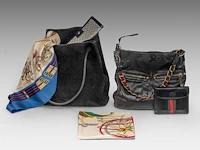 Two gucci shoulder bags and matching wallets, and two matching silk scarves