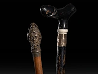 Two interesting erotic walking sticks with erotic handles