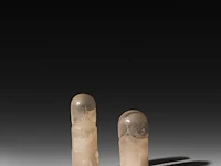 Two interesting rock crystal lingams, khmer, cambodia, h 7,5 cm (tallest)