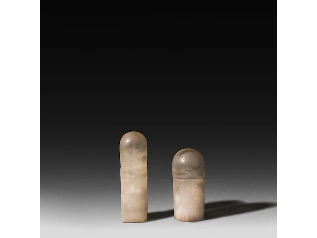 Two interesting rock crystal lingams, khmer, cambodia, h 7,5 cm (tallest) - afbeelding 3 van  5