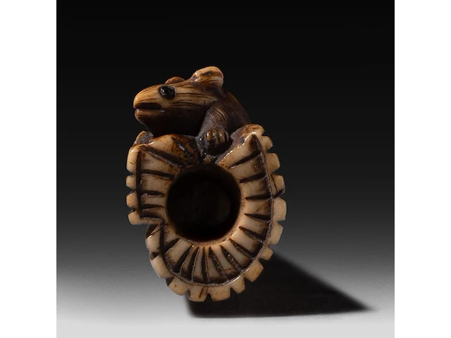 Two japanese bone netsuke of rats, edo period (19thc), w 3,5 cm / w 7,2 cm - afbeelding 10 van  11