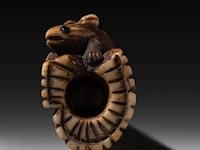 Two japanese bone netsuke of rats, edo period (19thc), w 3,5 cm / w 7,2 cm - afbeelding 10 van  11
