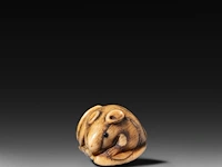 Two japanese bone netsuke of rats, edo period (19thc), w 3,5 cm / w 7,2 cm - afbeelding 3 van  6