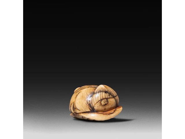 Two japanese bone netsuke of rats, edo period (19thc), w 3,5 cm / w 7,2 cm - afbeelding 4 van  6