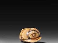 Two japanese bone netsuke of rats, edo period (19thc), w 3,5 cm / w 7,2 cm - afbeelding 4 van  6