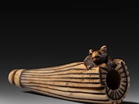 Two japanese bone netsuke of rats, edo period (19thc), w 3,5 cm / w 7,2 cm - afbeelding 7 van  11