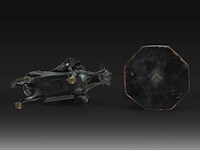 Two japanese champlevé enameled bronzes, one of kannon, the other an immortal, meiji period (1868-1912), h 45 cm / h 42 cm - afbeelding 6 van  8