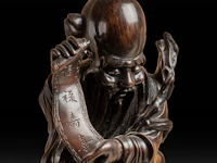Two japanese champlevé enameled bronzes representing kannon, and one bronze of fukurokuju, 19th/20thc, tallest h 43 cm - afbeelding 4 van  6