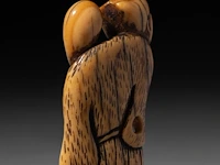 Two japanese flat ivory netsuke of chokaro and tekkai sennin, edo period (18thc), h 9 cm - 21g / h 7,3 cm - 14g (+) - afbeelding 6 van  6