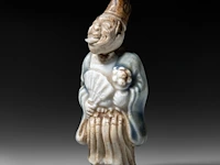 Two japanese netsuke, one staghorn and the other hirado, meiji period (1868-1912), both h 6,5 cm - afbeelding 9 van  15