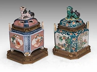 Two japanese porcelain koros (censers), one imari and one ko-kutani style, meiji period (1868-1912), h 17 cm - h 18 cm - afbeelding 5 van  7